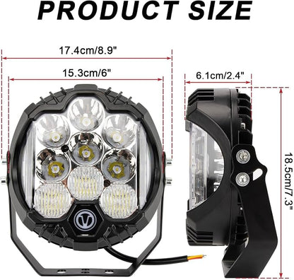 7 Inch Round Offroad Light - PSLER Driving Light Off Road 28W 5000LM Spot Flood Combo Work Light IP67 with DRL for Wrangler Pickup SUV ATV UTV Cart Trucks 4x4 F150（White）