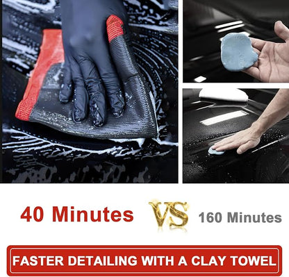 2 Pack Clay Bar Towels Auto Detailing, Fine Grade Microfiber Chamois Towel for Car DIY Detail (Red)