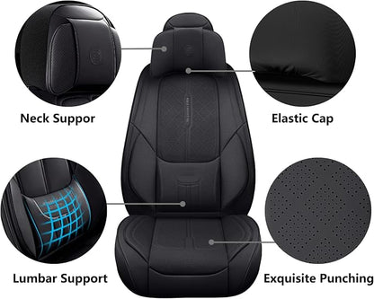 NS YOLO Universal Fit Full Coverage Leather Car Seat Covers for Cars,SUVs and Pick-up Trucks, Car Seat Protector,Automotive Seat Covers Full Set,Car Seat Cushion,Black Seat Cover for 5 Seats