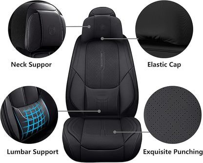 NS YOLO Full Coverage Leather Car Seat Covers for Cars,SUVs and Pick-up Trucks,Car Seat Protector,Automotive Seat Covers,Car Seat Cushion,Black Seat Cover,Front Seat Cover for 2 Seats