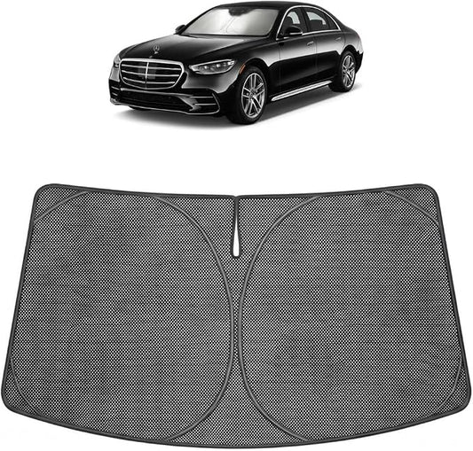 Proadsy Windshield Sun Shade Custom Fit Mercedes-Benz S-Class 2015-2026 Ice Crystal Black Front Window Sunshade UV and Heat Blocker Foldable Visor Keeps Car Cooler for Summer Parking and Daily Use