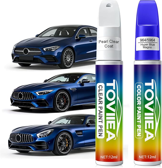 Hyper Blue Magno (964/5964) Touch Up Paint Compatible with Mercedes-Benz,2-In-1 Car Scratch Remover Pen,Car Paint Scratch Repair Kit for Scratches,Chips & Nicks,2-PCS SET
