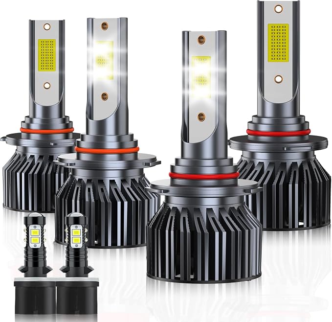 Fit For 2000 2001 2002 2003 2004 2005 2006 GMC Yukon SLE SLT XL1500/2500 Fog Lights Bulbs Kits, 600% Brightness 6500K White Dual Application Bulbs Combo, Direct Installation for Off road, 6P