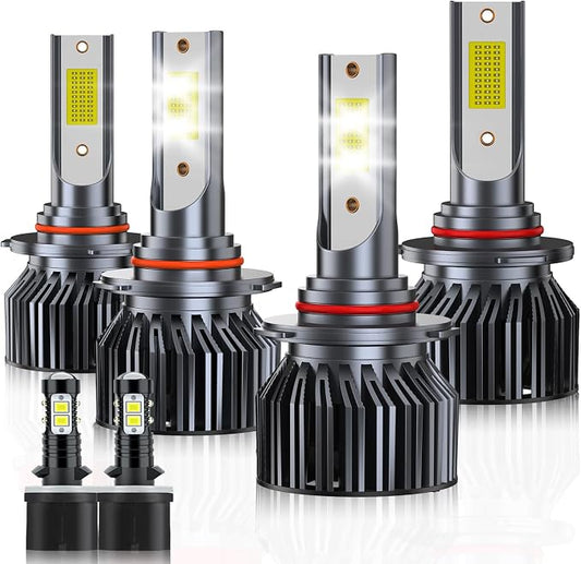 Fit For 2000 2001 2002 2003 2004 2005 2006 GMC Yukon SLE SLT XL1500/2500 Fog Lights Bulbs Kits, 600% Brightness 6500K White Dual Application Bulbs Combo, Direct Installation for Off road, 6P