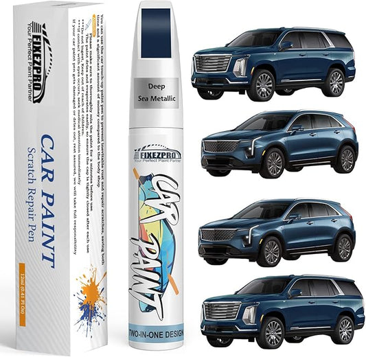 Deep Sea Metallic(GXP/WA136H) Touch Up Paint for Cadillac, Exact Color Match Car Paint Scratch Repair Remover Pen Kit Fix Vehicle Chips and Automotive Nicks Scuff