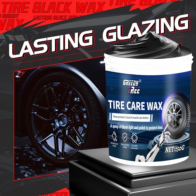 Tire Shine Paste | The Perfect Shine | Durable and User Friendly Tire Dressing | Long Lasting UV Protection for Black Tires, Wheels, & Rubber | 5.29 Oz Kit with Sponge