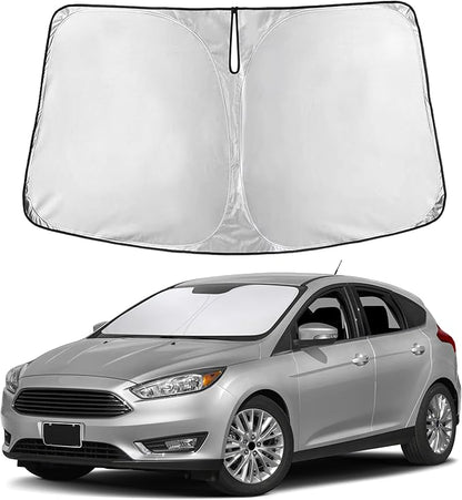 EcoNour Windshield Sunshade Compatible for Ford Focus 2012-2016 2017 2018, Sun Visor for Front Windshield & Window Sun Shade Cover, UV Heat Blocker & Protector, Car Accessories