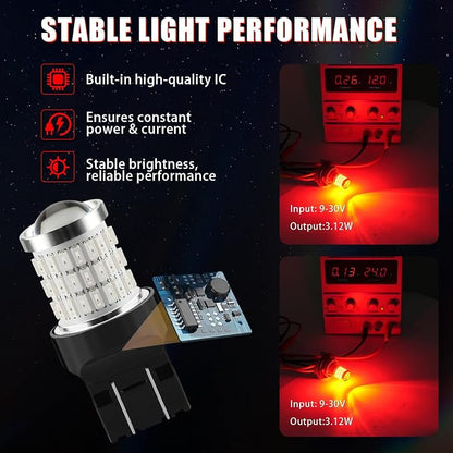 iBrightstar 7443 LED Bulb Red, 7440 LED Brake Light Bulbs Super Bright for Rear Brake Lights and Tail Lights, 2 Pack