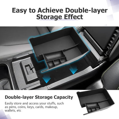 LUWU Outback 2020-2025/Legacy 2020-2025 Accessories Compatible with Subaru Outback/Legacy Center Console Organizer Armrest Console Storage Box Insert Tray ABS Material Black Coin Container 2-Pack