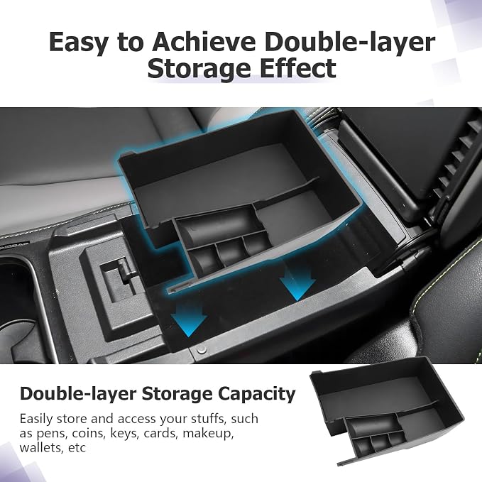 LUWU Outback 2020-2025/Legacy 2020-2025 Accessories Compatible with Subaru Outback/Legacy Center Console Organizer Armrest Console Storage Box Insert Tray ABS Material Black Coin Container (Upper)