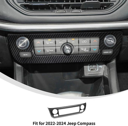Linskip Climate Control Accent Trim Fit for 2022 2023 2024 2025 Jeep Compass, Control Panel Cover for Jeep Compass Interior Accessories(Black Carbon Fiber)