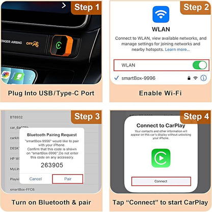 Wireless CarPlay Adapter 2026 Upgraded 2-in-1, Plug & Play for Apple iPhone iOS 10+ & Android 11+, Compact Mini USB/Type-C Port, Fast Auto-Reconnect & Stable No-Latency Connection