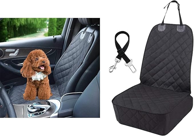 Waterproof Front Seat Car Cover, Pet Front Cover for Cars, Scratch Proof & Nonslip Seat Pet Cover, Dog Car Seat Cover with Seat Belt Fits Most Cars, Suvs