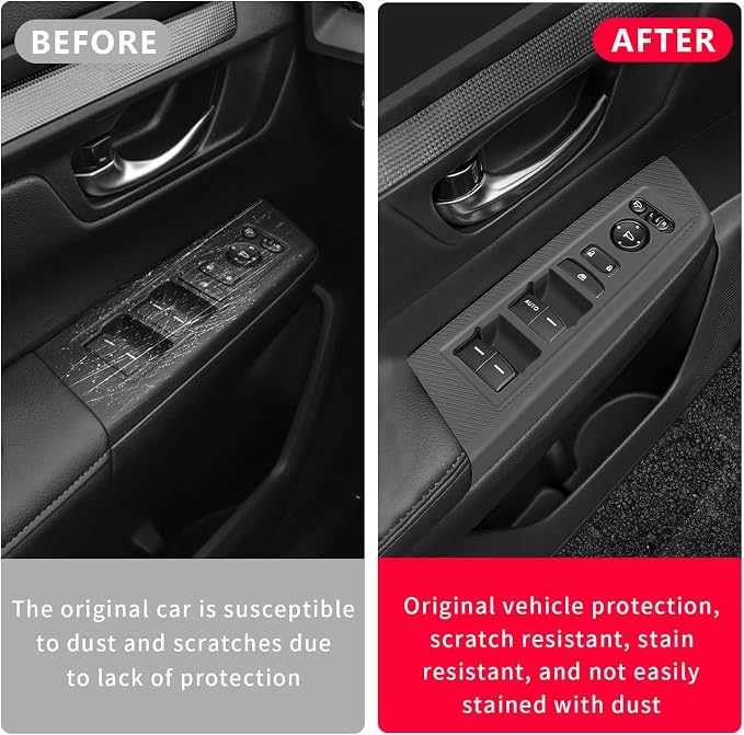 Temmis 4PCS Car Door Window Switch Panel Cover for Honda CRV 2023-2026 (Gasoline & Hybrid), Auto Interior Decor Accessories Armrest Trim Silicone Style Kit-Black