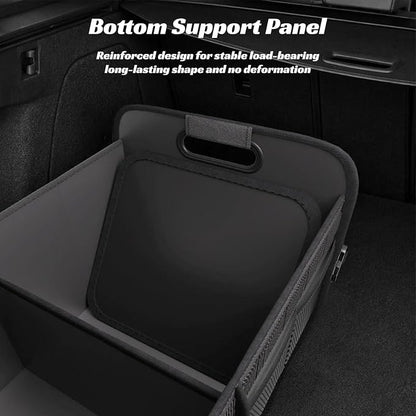 Sposuit Car Trunk Organizer for SUV - 105L Collapsible Tactical MOLLE Car Storage with Reinforced Handles & Multiple Pockets, Sturdy Trunk Organizers for Groceries, Tools & Outdoor Storage (Black)