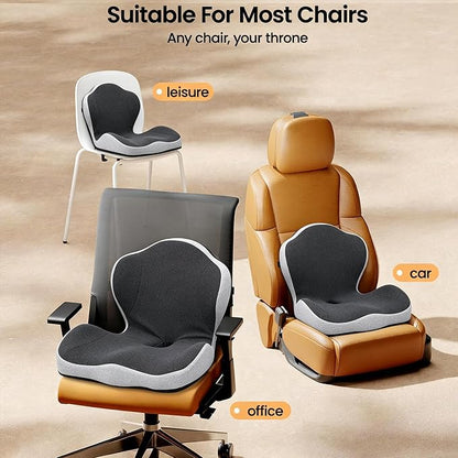 Car Seat Cushions for Driving, Dual-Layer Memory Foam Seat Cushion with Lumbar Support, Ergonomic Truck Seat Cushion & Office Chair Cushion for Wheelchair, Gaming Chair & Sofa