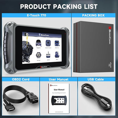 2026 BOSSCOMM eTouch770 Diagnostic Scanner Upgraded from IF745 Code Scanner, All-System OBD2 Scan Tool with 6 Resets, ABS, SAS Calibration,Oil,Throttle, EPB, BMS, Lifetime WiFi Free Update,Auto Vin.