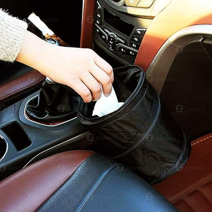 ZONETECH 2-Pack Universal Traveling Portable Car Trash Can - Black Collapsible Pop-up Leak Proof Trash Can- for Garbage to Organize Car,