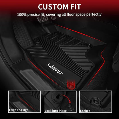 LASFIT Floor Mats for Acura RDX 2019-2026 All Weather Floor Liner TPE Custom Fit Car Mats for Acura RDX 1st & 2nd Row Mats Tasteless Durable and Easy to Clean Black