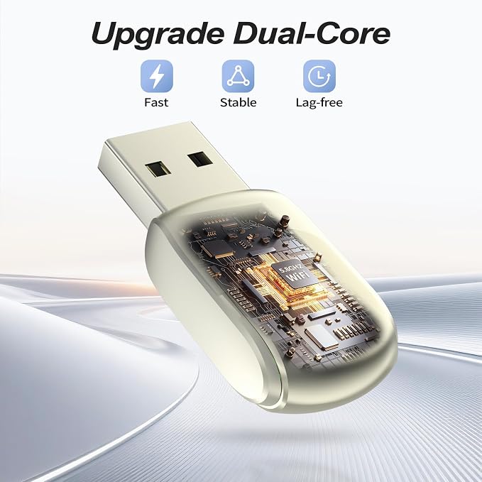 Mini Wireless CarPlay Adapter 2025 Upgrade – Dual-Band WiFi & Bluetooth 5.3, Plug & Play Car Dongle, Auto Connect, Compact Design, OTA Update, Compatible with Cars 2016+ Wired CarPlay/Android Auto