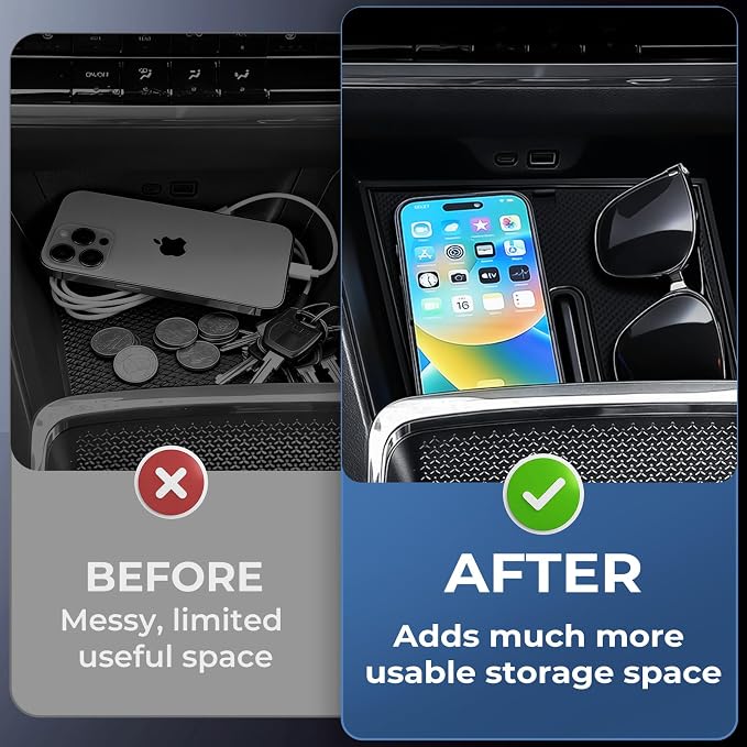 Center Console Organizer Tray for Chevrolet Equinox 2026 2025 (Not for Equinoix EV), Interior Accessories for Under Climate Controls Interior Storage Tray for 2025-2026 Equinox, Black