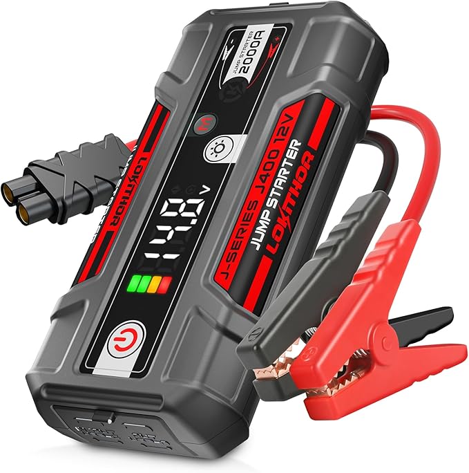 LOKITHOR J400 Portable Jump Starter, 12V 2000A Lithium Battery Booster with ConnectMax Tech, Car Jumper Box for Up to 8.0L Gas & 6.0L Diesel Engines, Smart Digital Display