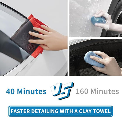 2pcs Clay Towels (12 * 12 in), Fine Grade Microfiber Towels for Car Detailing, DIY Detail Clay Bar Alternative