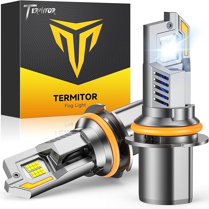 Termitor 9007/HB5 Light Bulbs, 100,000LM 15X Ultra Brightness, 1:1 Halogen Size, 6500K Cool White, Canbus Ready, 9007 Fog Off-Road Light Bulbs, Plug and Play, Pack of 2
