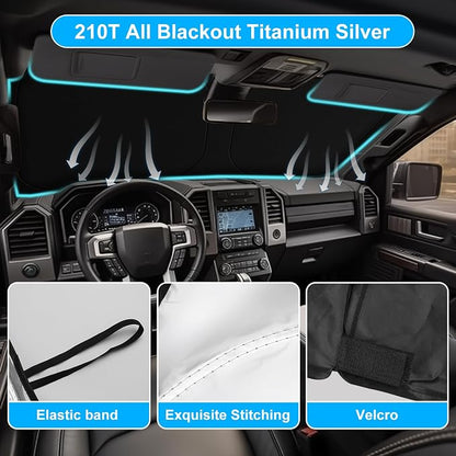 Car Sun Shade for 2015-2020 2021 2022 2023 2024 2025 2026 Ford F150 Windshield Sun Shade, Sun Visor Windshield Screen Cover for F150 Front Window Sunshade Foldable Auto Interior Accessories