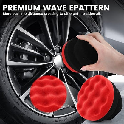 IPELY 2 Pack Large Red Tire Shine Applicator Pad, Durable and Reusable Hex-Grip Tire Dressing Applicator Pad