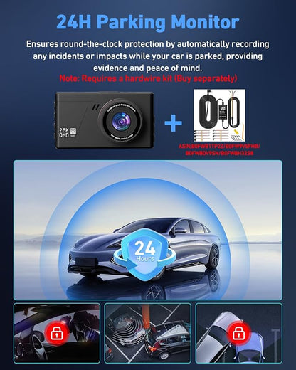 Dash Camera for Cars, 2.5K Dual Dash Cam Front and Rear W/ 64GB Card,3"IPS Screen Car Cam Built-in 5G WIFI,Car Dash Cam with G-Sensor, Loop Recording, Night Vision, 24H Parking Monitor,170°Wide Angle