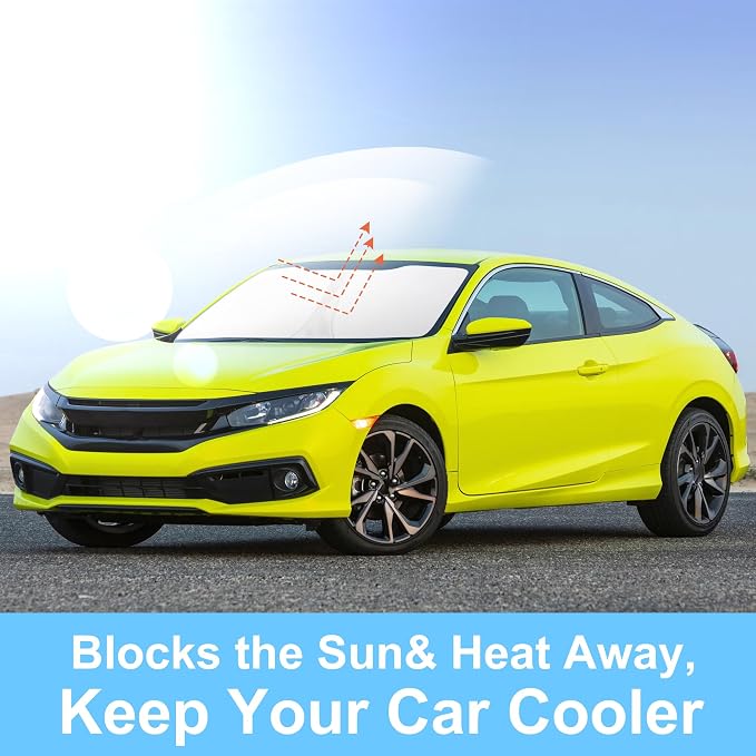 TINGLU Sun Shade for Honda Civic 2016-2021 Accessories Windshield Sun Shade Window Shade UV Rays Protection Sun Visor Cover with Steering Wheel Sunshade Storage Bag