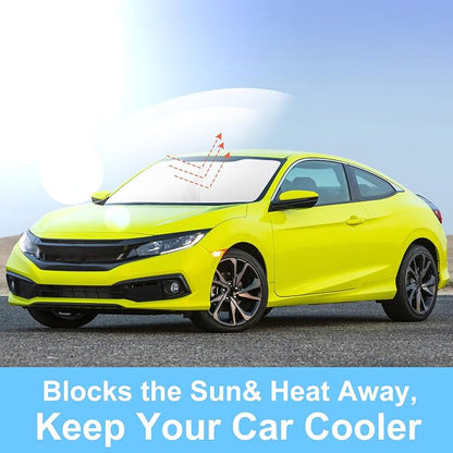 TINGLU Sun Shade for Honda Civic 2016-2021 Accessories Windshield Sun Shade Window Shade UV Rays Protection Sun Visor Cover with Steering Wheel Sunshade Storage Bag