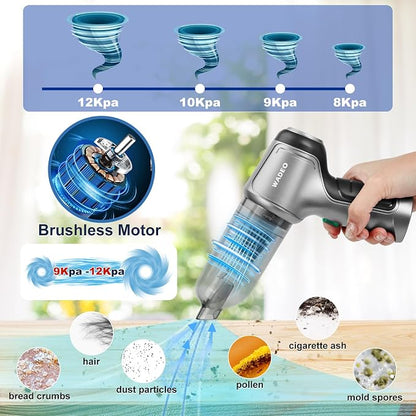 WADEO Handheld Vacuum Cordless, Car Vacuum Portable Cordless 18000Pa, Hand Held Vacuum, Mini Vacuum with Blower, Car Vacuum with Brushless Motor and TypeC, Portable Vacuum for Car