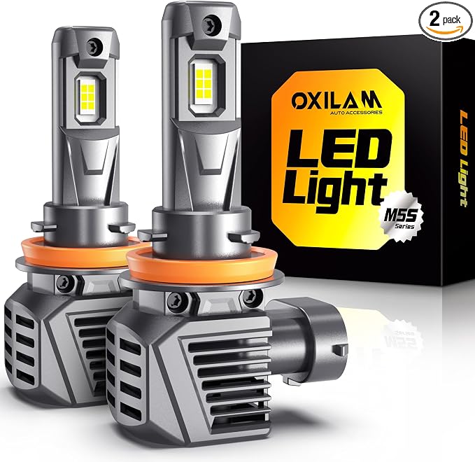 OXILAM H11 H8 H9 LED Bulb, 1000% Ultra-Brightness, 3 Min Quick Install, 20 Years Lifespan, No Flicker, 99% Compatibility, Pack of 2