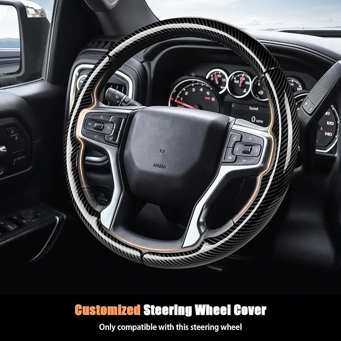 Aimato Customized Steering Wheel Cover for Chevy Silverado 1500 2019-2026/2500 3500 2020-2026/Blazer 2019-2025/Suburban Tahoe 2021-2024,Thin,Anti-Slip,Scratch-Resistant Car Accessory for Chevrolet