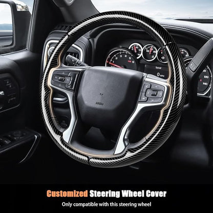 Aimato Customized Steering Wheel Cover for Chevy Silverado 1500 2019-2026/2500 3500 2020-2026/Blazer 2019-2025/Suburban Tahoe 2021-2024,Thin,Anti-Slip,Scratch-Resistant Car Accessory for Chevrolet