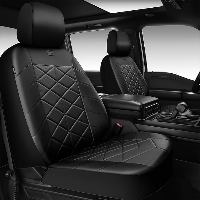 CAR PASS Memory Foam Leather Car Seat Covers Full Set, Breathable Perforated Nappa Leather Seat Covers Full Set, Comfort Universal Fit for Most SUV Truck Sedan, Airbag Compatible 5 Seats All Black