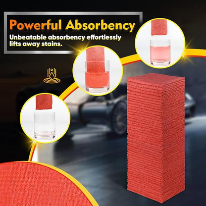 HOMEXCEL Red Microfiber Cleaning Cloths, 200 Pack Microfiber Towels for Cars, Lint Free & Scratch-Free Bulk Cleaning Rags for House, Kitchen, Car and Shop, Absorbent Cleaning Towels 11.5 x 11.5 inch