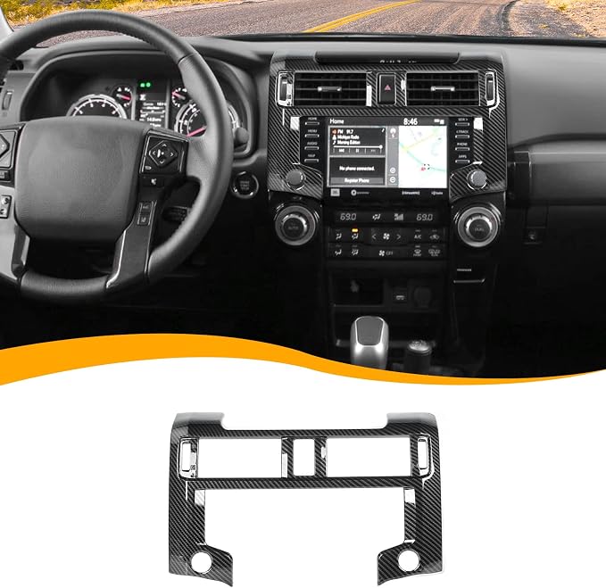 Hoolcar Dashboard Center Console Navigation Trim Panel Decoration Kit Interior Cover Accessories for 2020-2022 2023 2024 2025+Toyota 4Runner, Carbon Fiber