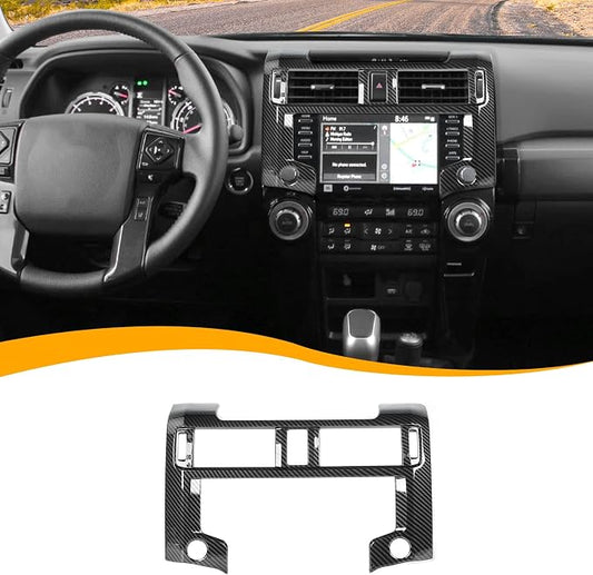 Hoolcar Dashboard Center Console Navigation Trim Panel Decoration Kit Interior Cover Accessories for 2020-2022 2023 2024 2025+Toyota 4Runner, Carbon Fiber