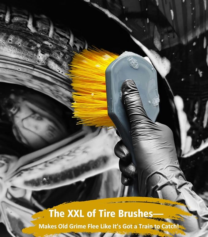YeewayVeh Car Wash Kit, Extendable Car Wash Brush Mop with Long Handle, 5pcs Detailing Brush, 1pc Wheel Brush and Microfiber Towel Car Cleaning Kit Supplies Accessories, Ginger