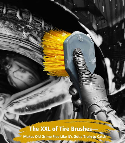 YeewayVeh Car Wash Kit, Extendable Car Wash Brush Mop with Long Handle, 5pcs Detailing Brush, 1pc Wheel Brush and Microfiber Towel Car Cleaning Kit Supplies Accessories, Ginger