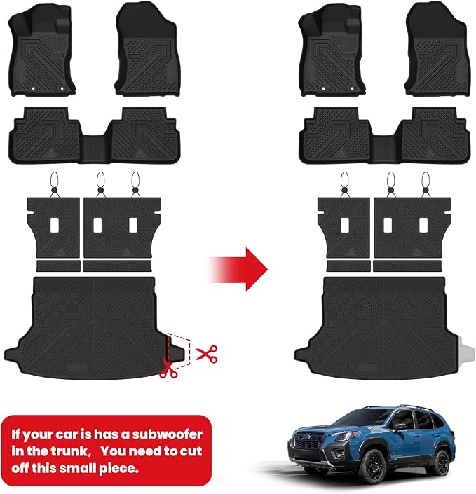 LASFIT Floor Mats & Cargo Mats Fits for Subaru Forester 2019-2024, All Weather TPE Custom Fit Easy Clean Durable Floor Liners for Forester 2019 2020 2021 2022 2023 2024 Car Mats & Trunk Liner, Black
