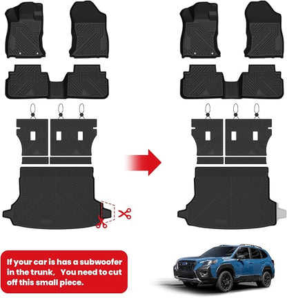 LASFIT Floor Mats & Cargo Mats Fits for Subaru Forester 2019-2024, All Weather TPE Custom Fit Easy Clean Durable Floor Liners for Forester 2019 2020 2021 2022 2023 2024 Car Mats & Trunk Liner, Black