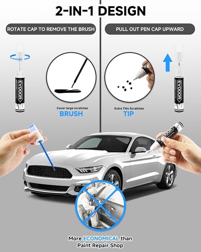 UG White Platinum Metallic Touch Up Paint for Ford – Exact Match 2 in 1 Paint Pen for Chips and Nicks Repair