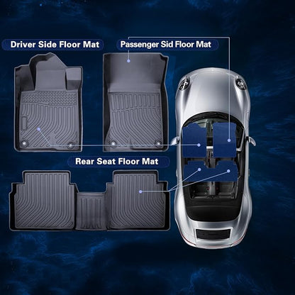 Floor Mats for 2016-2022 Honda HR-V,All-Weather TPE Rubber Car Floor Mats Custom Fit Full Set Includes 1st and 2nd Rows Maximum Coverage Anti-Slip 1st & 2nd Row Black (2016-2022 HR-V)