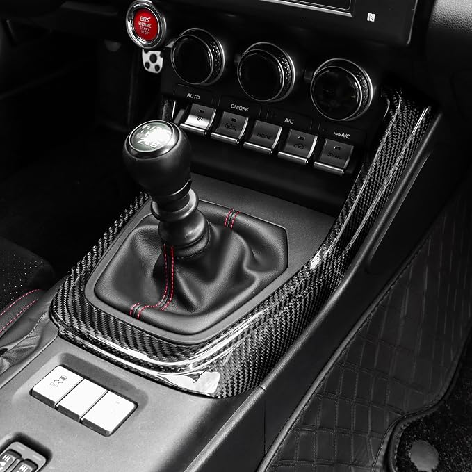 AIRSPEED Hard Carbon Fiber for Toyota GR86 Subaru BRZ 2021 2022 2023 2024 2025 Gear Shift Panel Outer Frame Cover Center Console Interior Trim Accessories, Black