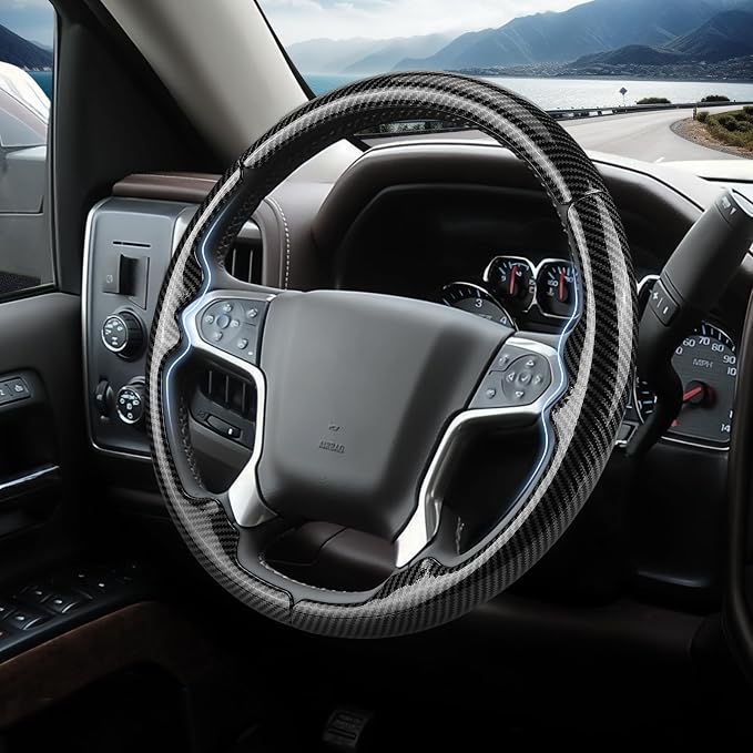 Steering Wheel Cover for Chevy Silverado 1500 2014-2018/2500 2500HD 3500 3500HD 2015-2019/ 4500HD 5500HD 6500HD 2019-2024/ Suburban Tahoe 2015-2020/ Traverse 2018-2023 Chevrolet