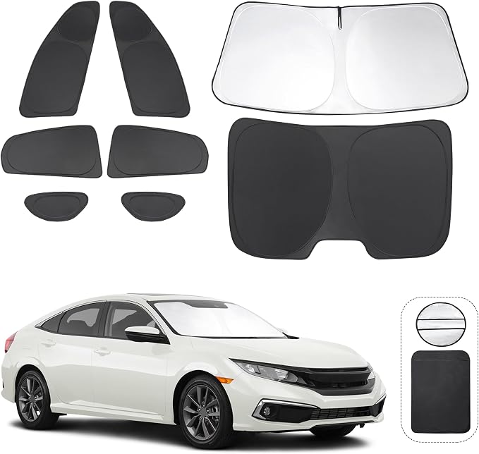 TINGLU Window Shades for Honda Civic 2016-2021 Accessories Car Side Full Windows Rear Triangular Windshield Sun Shade Sun UV Rays & Privacy Protection for Camping,Napping,and Relaxing 8PCS